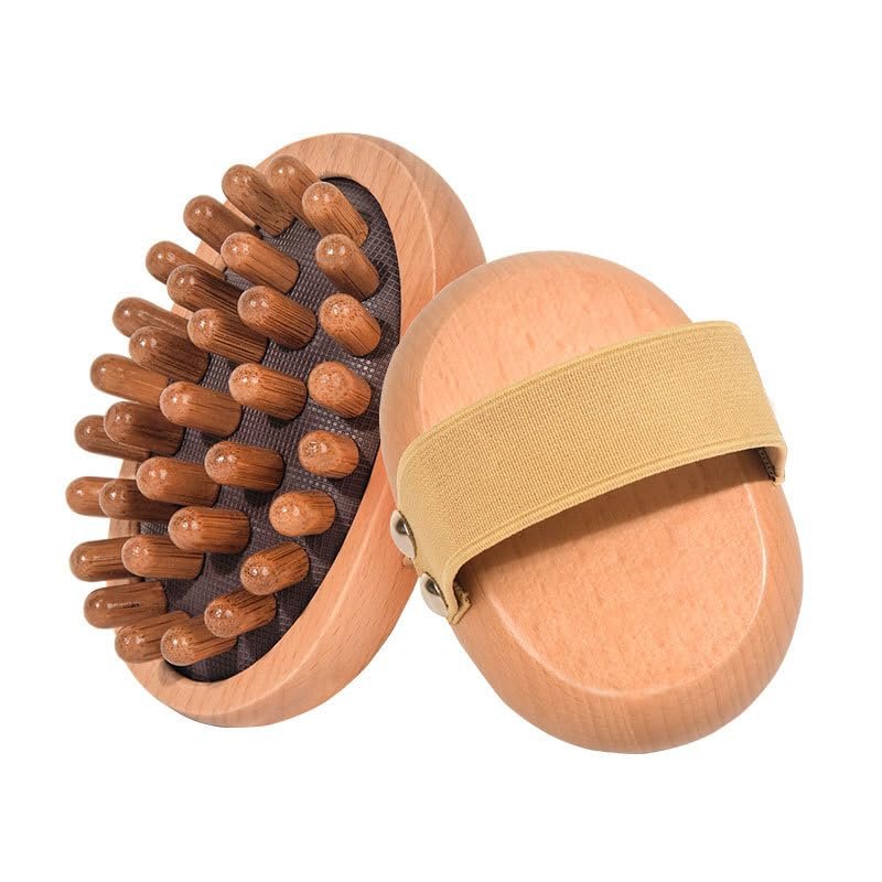 NinthAvenue Basics Premium Wooden Body Massage Brush Set, Dry Brushing for Lymphatic Drainage and Cellulite Reduction Set of 2