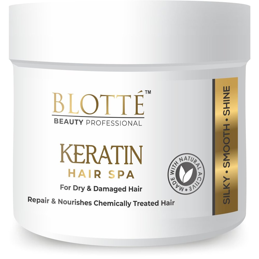 BLOTT | Keratin Hair Spa - for Dry & Damaged | PARABEN & SULPHATE FREE | Smooth. Shine hair with Jojoba Oil & Vitamin C 500 Ml