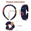 2 Pcs Polyester Wide Headbands and Scrunchie for Women, Cartoon Colorful Bell Headbands Non-Slip Hair Band Fashion Hair Hoop for Girls Hair Accessories view 3