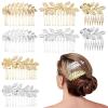 8 Pack Leaf Hair Side Combs for Women Girl, Bridal Metal Decorative Hair Comb Clips, French Twist Hair Slide Comb for Wedding Hair Accessories(Gold, Silver) view 1