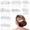 8 Pack Leaf Hair Side Combs for Women Girl, Bridal Metal Decorative Hair Comb Clips, French Twist Hair Slide Comb for Wedding Hair Accessories(Silver) view 1