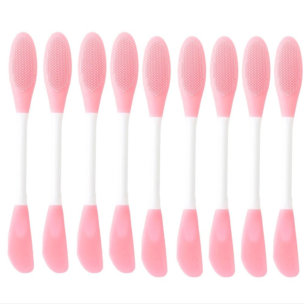 Bathroom Make up Tool Face Wash and Cleansing Massage Mask Application Silicone Facial Mask Brush with Plastic Handle 9pcs