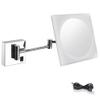 8Inch Led Wall Mounted Mirrmakeup Shaving Mirror for Hotel Vanity with Adjustable Extendable Square 3X Magnification view 1