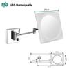 8Inch Led Wall Mounted Mirrmakeup Shaving Mirror for Hotel Vanity with Adjustable Extendable Square 3X Magnification view 2
