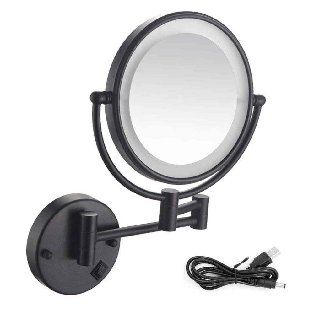 5X Magnifying Cosmetic Mirror 360 Swivel Extendable Two Sided Vanity Mirror for Bathroom, USB Rechargeable/Color/10*