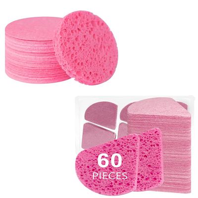 60-Count Face Sponges for Cleansing + 50-Count Facial Sponges Compressed Natural Cellulose Sponge