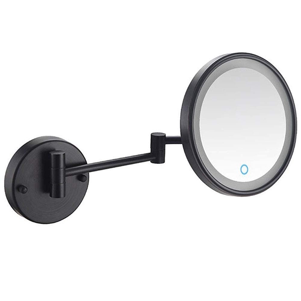 8 inch Round 3X Magnifying Wall Mount Led Lighted Makeup Mirror Touch Screen Shaving Mirror Bathroom Vanity Mirror Swivel Extendable Cosmetic Mirror Makeup and Shaving/Black Bronze