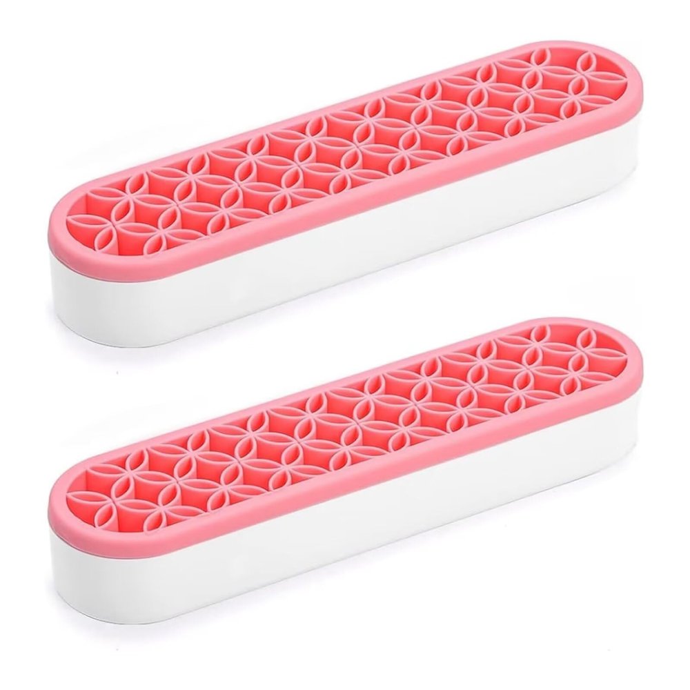 AKEIE Beauty Brushes Holder Organizer Vanity Air Drying Rack Display Storage for Brush Eyeliners Toothbrush Practical Cosmetic Tools Art Supplies Storage Box (2*Pink)