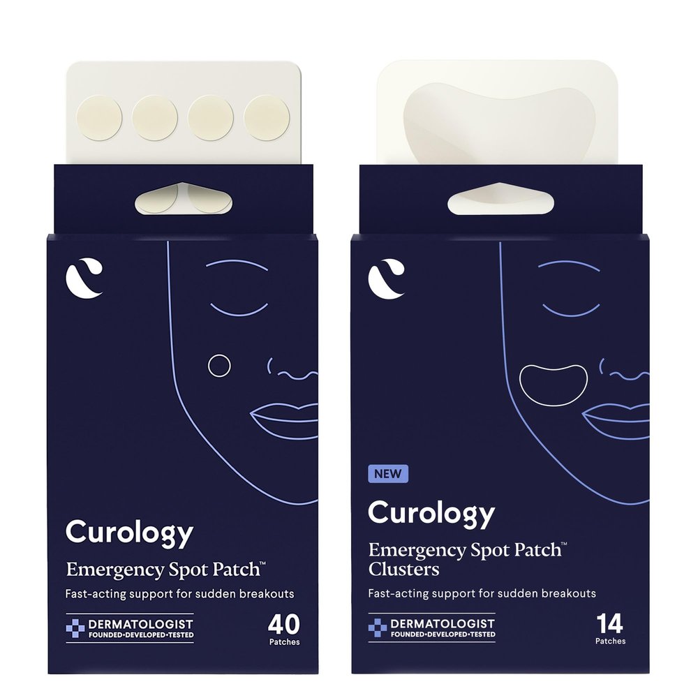 Curology Emergency Spot Pimple Patches for Face, Variety Size Bundle, 40 Small Spot & 14 Large Cluster Hydrocolloid Pimple Patches, Fast-Acting Support