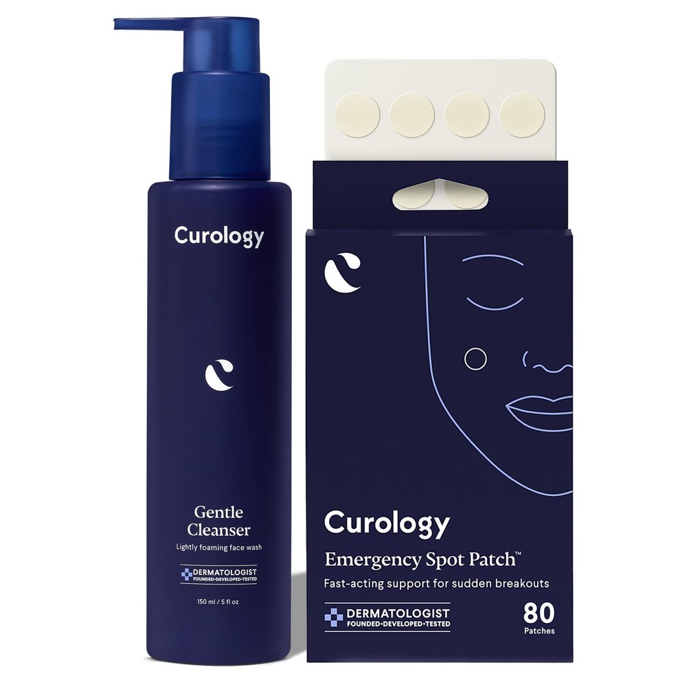 Curology Daily Skin Care Set, 40 ct Emergency Spot Pimple Patches and Hydrating Gentle Cleanser Face Wash, Fragrance Free
