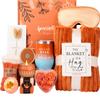 Mom Christmas Gifts Cozy,Orange Relaxing Gifts Basket for Women Grandma Girlfriend Her Sister Wife Birthday,Self Care Get Well Spa Care Package w/Blanket,Xmas Gifts for Mom Mother in Law Grandma Women view 1