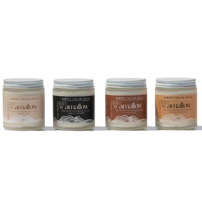 Amallow 100% Grass Fed Beef Tallow for Skin Care Variety Bundle - Face + Body - Whipped Moisturizer - 100% Natural Lotion, 4 FL. oz.