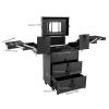 Cosmetic Cases Rolling Makeup Train Case Portable Cosmetic Organizer Travel Trolley Lockable Cosmetic Case Storage Cart With 4Universal Wheels For Makeup Artist Hairdresser Nail Technician (Black) view 4