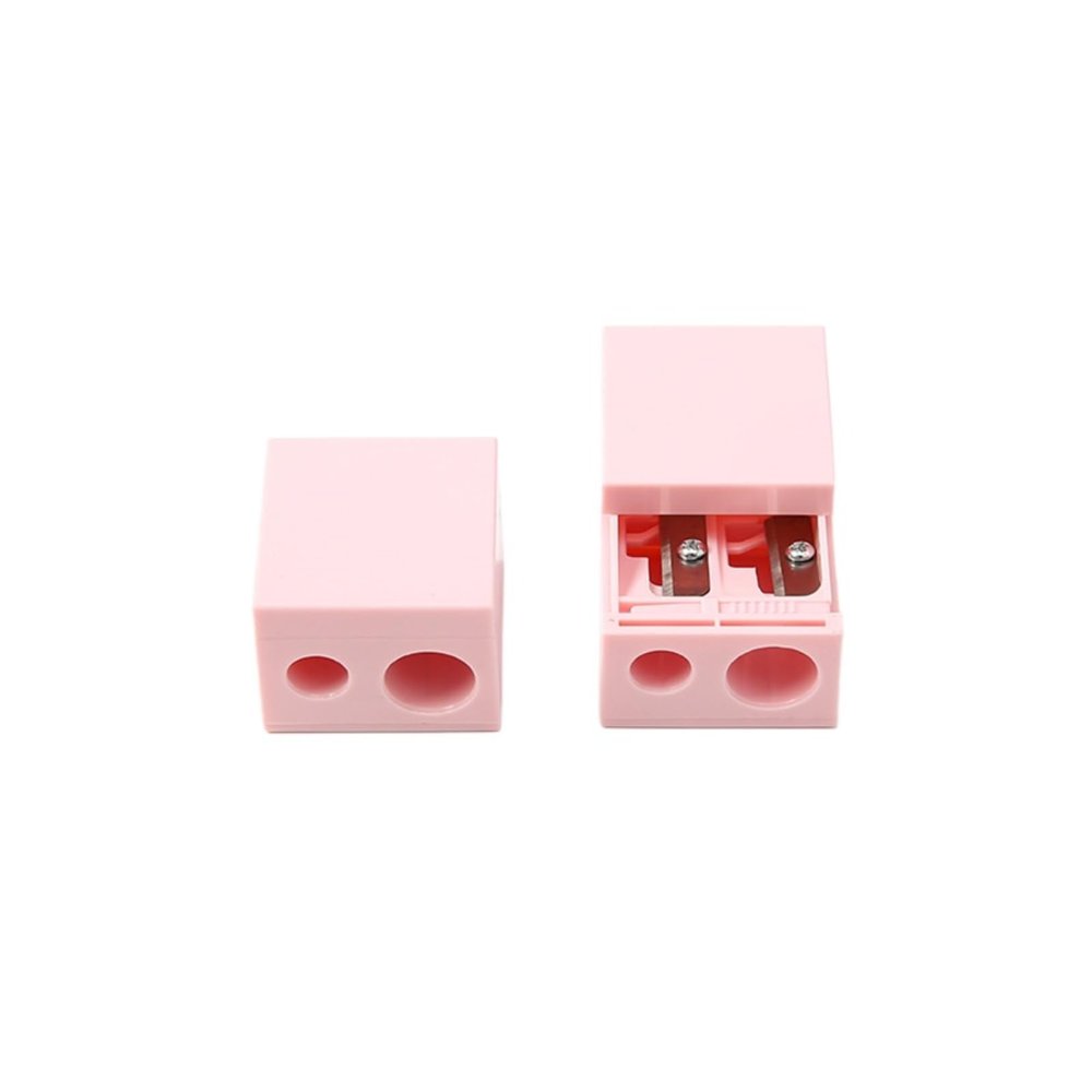 2-Pack Dual-Hole Eyebrow Pencil Sharpener | Stainless Steel Blade for Eyeliner, Lip Liner, and Lipstick Pens | Compact with Cover