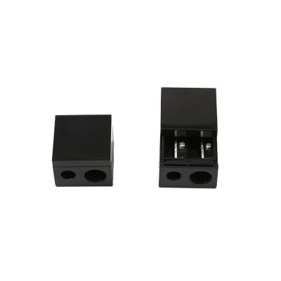 2-Pack Dual-Hole Eyebrow Pencil Sharpener | Stainless Steel Blade Cosmetic Sharpener for Eyeliner, Lip Liner, and Lipstick Pens with Cover (Black)