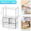 3 Pack Bathroom Organizers and Storage Countertop With 7 Drawers,Stackable Vanity Top Organizer,18.9" Tall Large Capacity Skin Care Organizer and Exquisite Makeup Storage for Beauty Products,Clear view 3