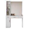 Barber Station with Mirror, Hair Salon Stations for Hair Stylist with 3 Hair Dryer Rack, Beauty Spa Furniture Equipped with 3-Storage Shelf, Cabinet, 2 Lockable Drawers, (White) view 1