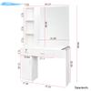 Barber Station with Mirror, Hair Salon Stations for Hair Stylist with 3 Hair Dryer Rack, Beauty Spa Furniture Equipped with 3-Storage Shelf, Cabinet, 2 Lockable Drawers, (White) view 3