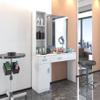 Barber Station with Mirror, Hair Salon Stations for Hair Stylist with 3 Hair Dryer Rack, Beauty Spa Furniture Equipped with 3-Storage Shelf, Cabinet, 2 Lockable Drawers, (White) view 4