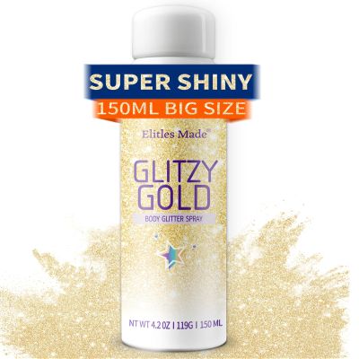 Elitles Made Hair Glitter Body Glitter Spray, 150ML Glitter Hairspray Gold Glitter Spray for Hair and Body, Hair Glitter for Kids Women, Body Shimmer Festival Rave and Makeup 4.2 Fl Oz