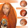 Ginger Wig Human Hair 13x6 Ginger Orange Deep Curly Lace Wig Human Hair Orange Lace Front Wigs Human Hair 180% Density Ginger Deep Wave Frontal Wig For Black Women Pre Plucked With Baby Hair 22 Inch view 3