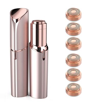 Electric Face Shaver for Women, Hair Removal Device for Women Chin, Lip, Peach Fuzz with 6 Pc Replacement Heads