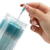 100 Pcs Disposable Mascara Wands, Crystal Eyebrow Spoolies Brush for Eyelash Extensions, Black Lash Brushes with Container (blue) view 2