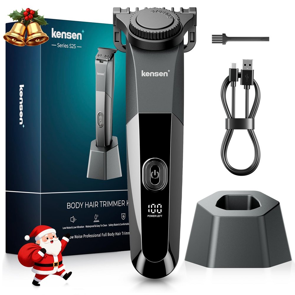 Body Hair Trimmer for Men,kensen Electric Groin & Pubic Hair Trimmer, Christmas Gift Rechargeable Ball Shaver Groomer, Mens Body Groomer Kit for Privates, Waterproof, Cordless for Wet/Dry Use
