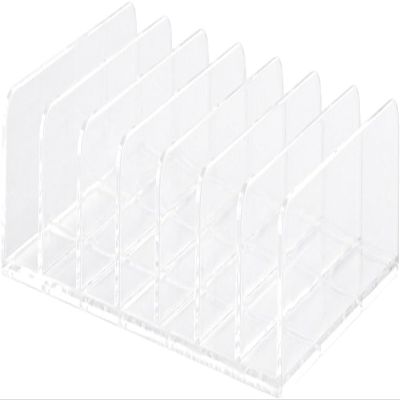 1pc Clear 7 Compartments Duty Multifunctional,Eyeshadow Palette Makeup Organizer Money Storage Rack,Desktop Cash Cosmetic Holder for Bathroom Vanity Countertop,Cosmetic Display Cases,Bags and Cases