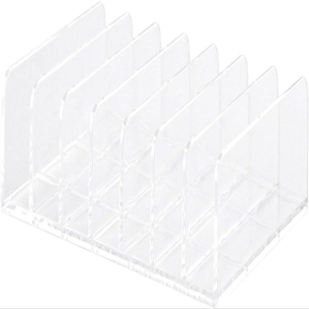 1pc Clear 7 Compartments Duty Multifunctional,Eyeshadow Palette Makeup Organizer Money Storage Rack,Desktop Cash Cosmetic Holder for Bathroom Vanity Countertop,Cosmetic Display Cases,Bags and Cases