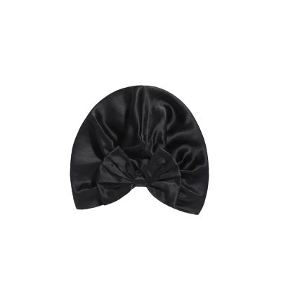 19Mm Silk Hat Women's French Bow Anti-Frizz Hair Care Breathable Home Shower Cap Black