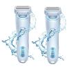 2 in 1 Waterproof Electric Shaver, Wet and Dry, Removable Head, for Leg Arm Bikini Underarm (Blue*2) view 1