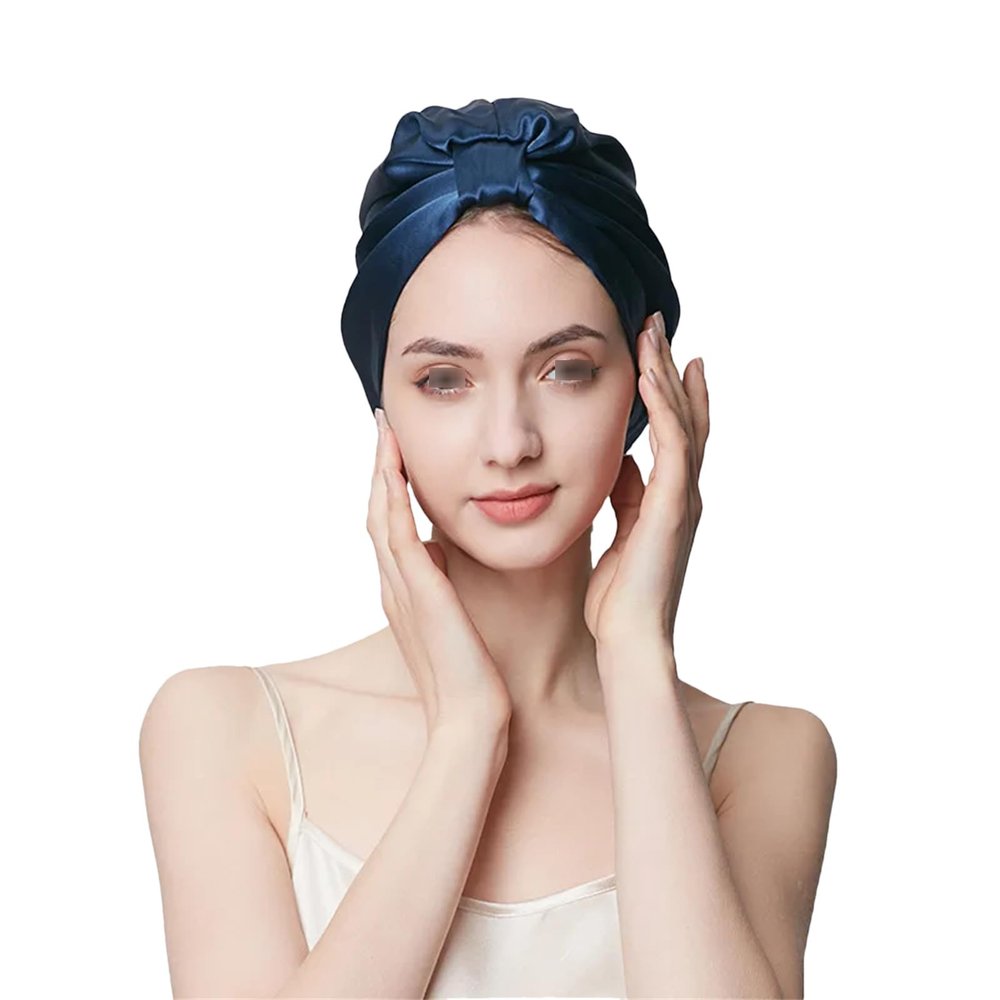 19mm Silk Thickened Hair Cap Summer Women's Solid Color Nightcap Anti-frizz Hair Care Home Shower Cap