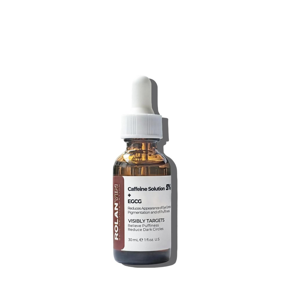 ROLANYIN Caffeine Solution 5% + EGCG Eye Serum for Puffiness Reduction Dark Circle Treatment Hydrating Firming and Soothing Anti Aging Nourishing Formula Eye Skin Care 1 Fl.Oz