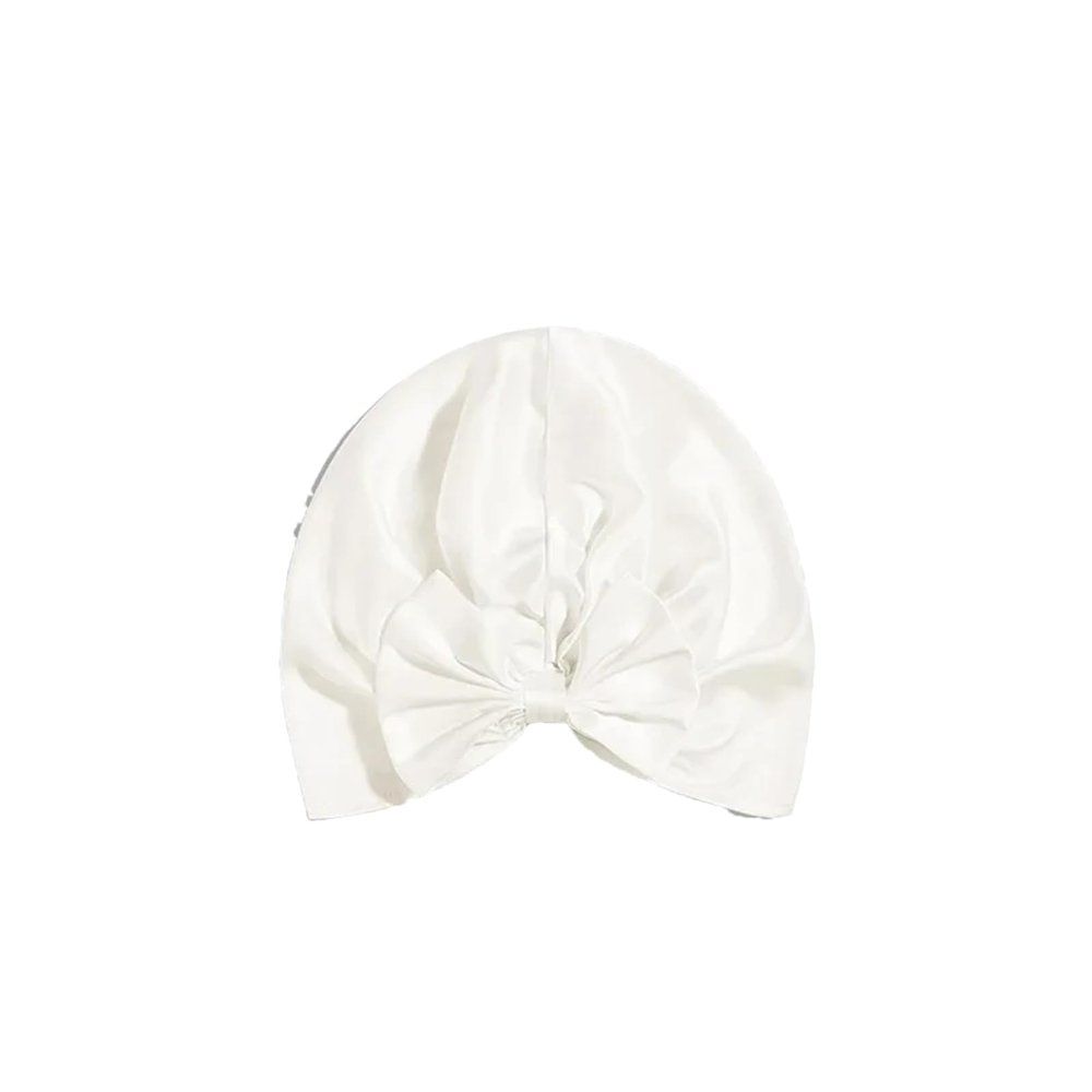 19Mm Silk Hat Women's French Bow Anti-Frizz Hair Care Breathable Home Shower Cap Ivory