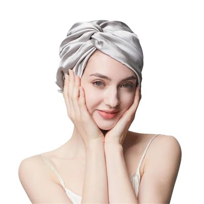19Mm Silk Thickened Hair Cap Women's Solid Color Nightcap Anti-Frizz Hair Care Home Shower Cap