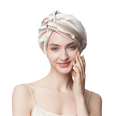 19Mm Silk Thickened Hair Cap Women's Solid Color Nightcap Anti-Frizz Hair Care Home Shower Cap
