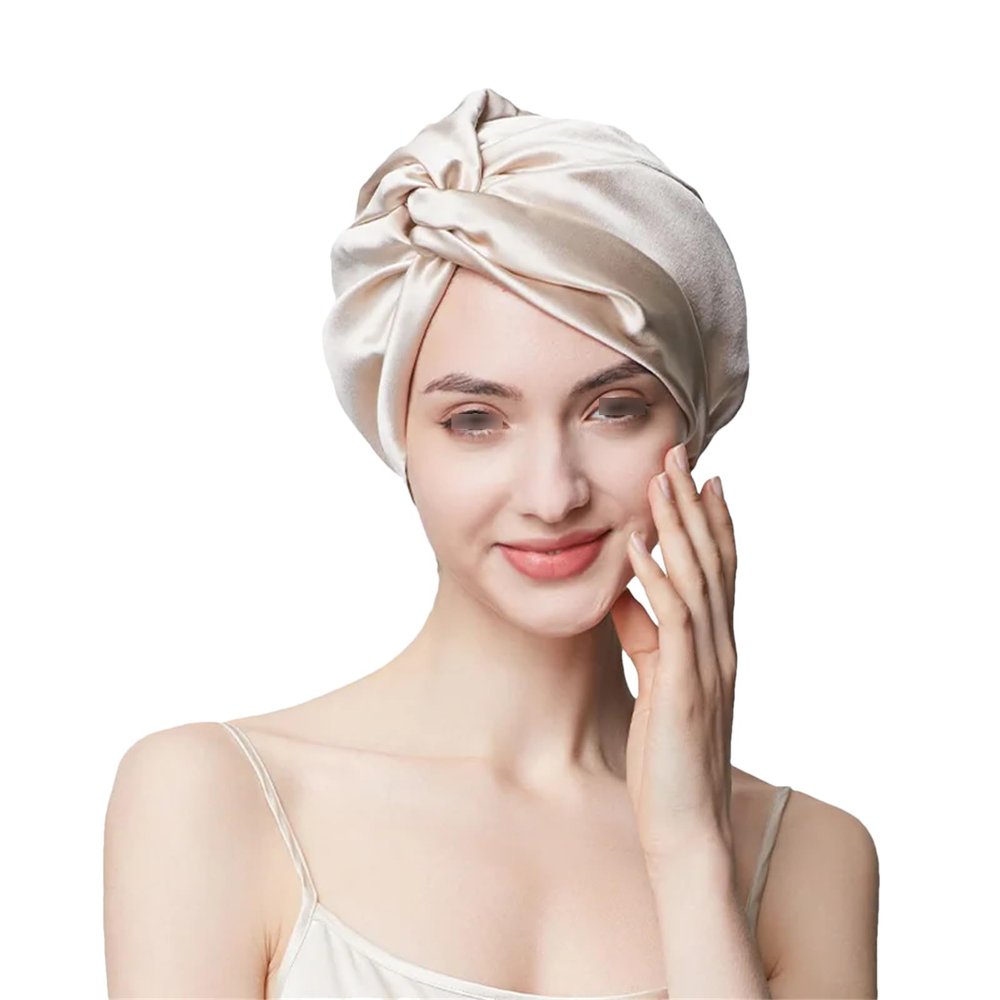 19Mm Silk Thickened Hair Cap Women's Solid Color Nightcap Anti-Frizz Hair Care Home Shower Cap
