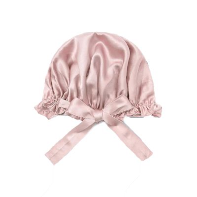 19MM Silk Adjustable Elastic Absorbent Shower Cap Shampoo Solid Color Adult Cap