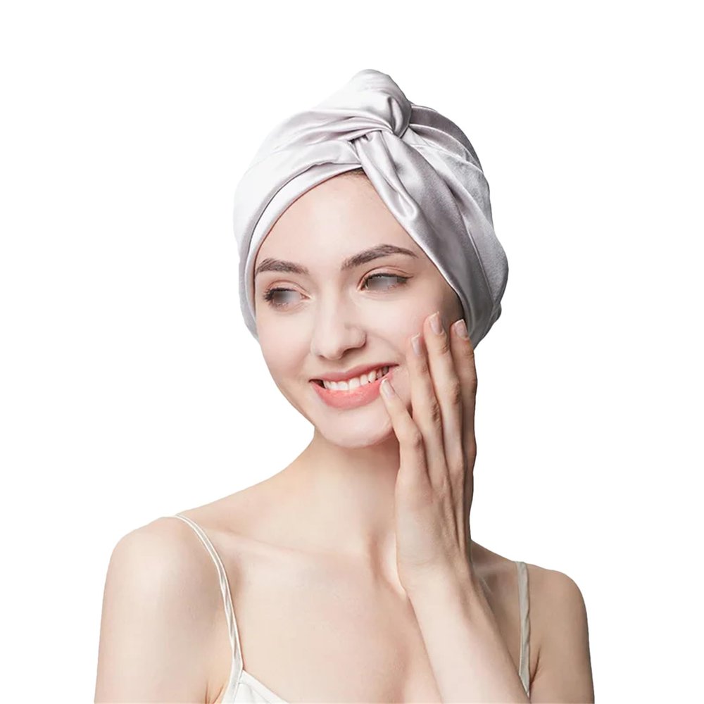 19Mm Silk Thickened Hair Cap Women's Solid Color Nightcap Anti-Frizz Hair Care Home Shower Cap
