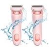 2 in 1 Waterproof Electric Shaver, Wet and Dry, Removable Head, for Leg Arm Bikini Underarm (Pink*2) view 1