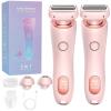 Shaver, Electric Razor for Women, Bikini Legs Underarm Public Hairs Rechargeable Trimmer with Detachable Head Cordless Wet Dry Use (Pink*2) view 1