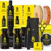 The Beard Club Premium Beard Kit for Men - Grooming & Care Kit - Cedar & Sandalwood Oil, Sandalwood Balm, Shampoo, Brush, Comb, Trimming Scissors, Straight Edge Razor - Gift Set view 1