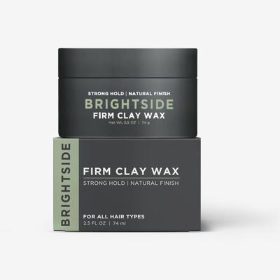 BRIGHTSIDE Firm Clay Wax - Stong Hold Natural Finish - Water Based - Kaolin & Bentonite Clay, Macadamia Nut Oil, Beeswax, & Squalane Blend - For All Hair Types - Premium Hair Styling Product (2.5oz)