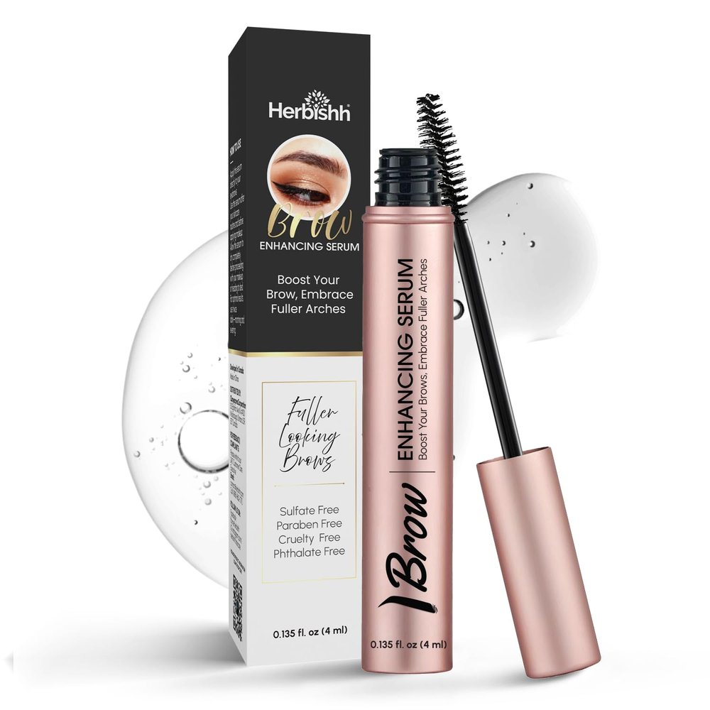 Herbishh Eyebrow Enhancing Serum, Fuller & Thicker Brows, Infused with Hydrating & Strengthening Formula, Sulfate-Free, Travel-Friendly Brow Enhancer, 0.135 fl. oz