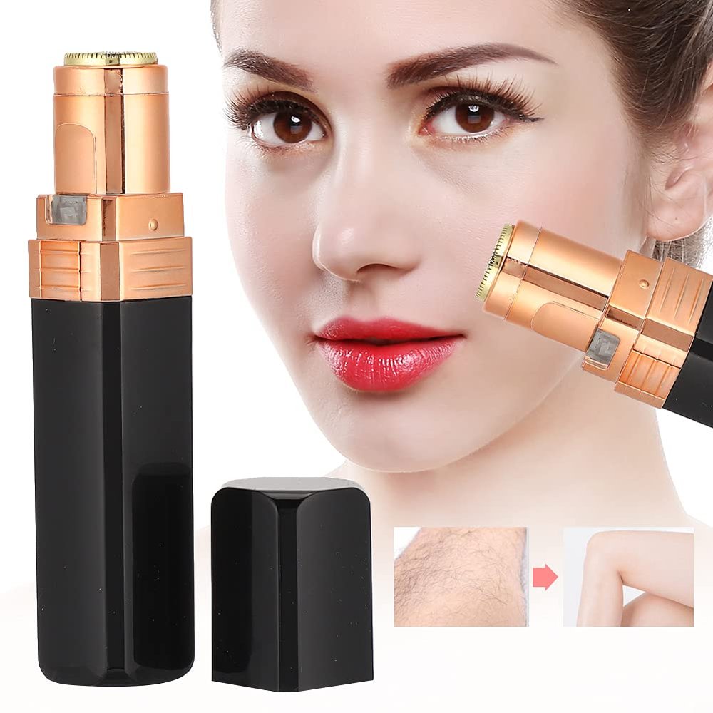 Hair Remover for Women, LipstickShaped Hair Remover with LED Light Compact for Women, with LED Light, for Fullbody Use (Gloss Black)