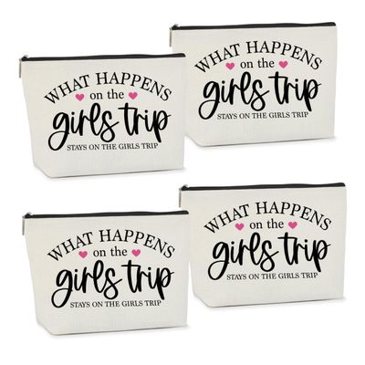 4 Pcs Girls Trip Gifts Weekend Gifts for Women Girls Trip Favors Makeup Bag Cosmetic Bag for Female Lady Girl Daughter Friend Coworker Niece Weekend Bag Vacation Christmas Birthday
