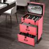 Rolling Makeup Train Case, Large Capacity Trolley Makeup Travel Case with Keys, Professional Make Up Cosmetic Organizer for Hairdresser Make-Up Artist Nail Technician Beautician (Black Latch Lock) view 2