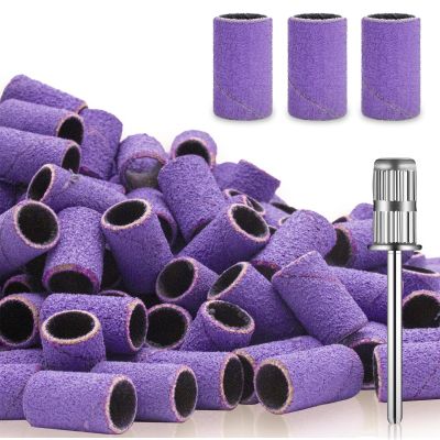 120Pcs Nail Drill Bits Sanding Bands with Nail Drill Bits, Professional Sand Band 180# Fine Grit Nail File Sanding Bands for Acrylic Nails Manicures and Pedicure