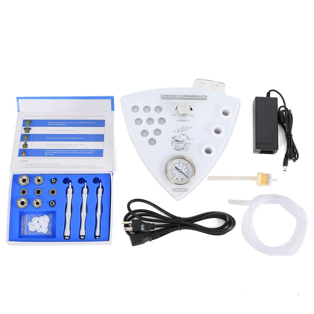 CILDON Diamond Microdermabrasion Machine, 10.5W 110V Facial Skin Care Salon Equipment with 3 Exfoliation Wands, 9 Exfoliation Head, for Skin Peeling Rejuvenation Lifting Tightening Beauty Device